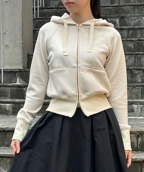 「JENNE」 ジップアップパーカー MEDIUM ベージュ レディース