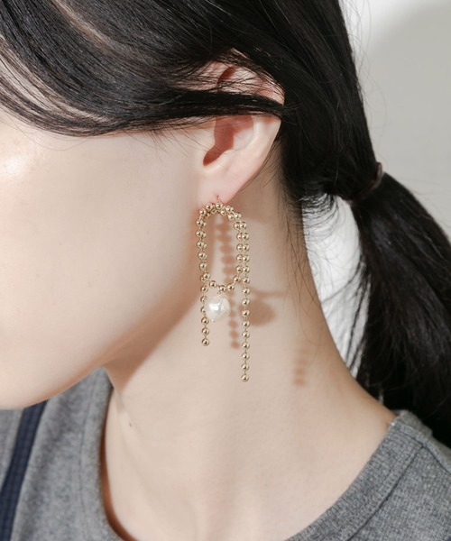 SMELLY（スメリー） ピアス ボールチェーンパールポイントピアス 