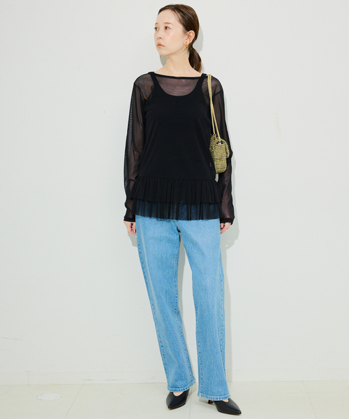 tシャツ ヘムラッフルチュールプルオーバー レディース SLOBE IENA tシャツ ヘムラッフルチュールプルオーバー