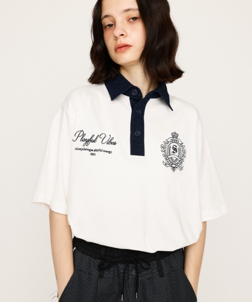 SLY ポロシャツ ポロ OVERSIZE EMBROIDERY RUGBY T/SH オーバー