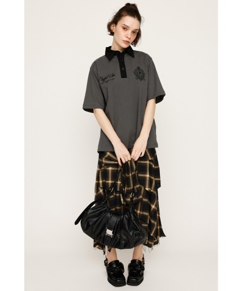 長袖ストライプポロシャツ エンブロイダリー SLY ポロシャツ ポロ OVERSIZE EMBROIDERY RUGBY T/SH オーバー