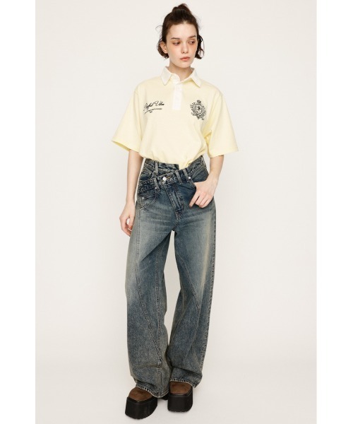 ポロシャツ ポロ OVERSIZE EMBROIDERY RUGBY T/SH オーバーサイズ エンブロイダリー ラグビー Tシャツ  秋服 半袖 夏 SLY ポロシャツ ポロ OVERSIZE EMBROIDERY RUGBY T/SH オーバー