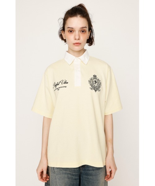 ポロシャツ ポロ OVERSIZE EMBROIDERY RUGBY T/SH オーバーサイズ エンブロイダリー ラグビー Tシャツ  秋服 半袖 夏 SLY ポロシャツ ポロ OVERSIZE EMBROIDERY RUGBY T/SH オーバー