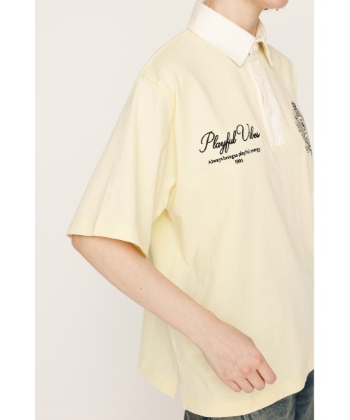 ポロシャツ ポロ OVERSIZE EMBROIDERY RUGBY T/SH オーバーサイズ エンブロイダリー ラグビー Tシャツ  秋服 半袖 夏 SLY ポロシャツ ポロ OVERSIZE EMBROIDERY RUGBY T/SH オーバー