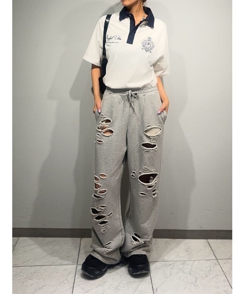 SLY（スライ） ポロシャツ ポロ OVERSIZE EMBROIDERY RUGBY T/SH