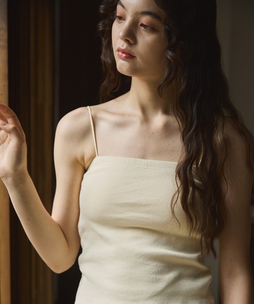 OLUN カップ付き キャミソール Rib cup camisole/リブカップ