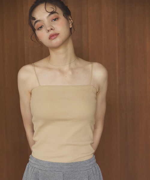 OLUN キャミソール Rib cup camisole/リブカップキャミソール