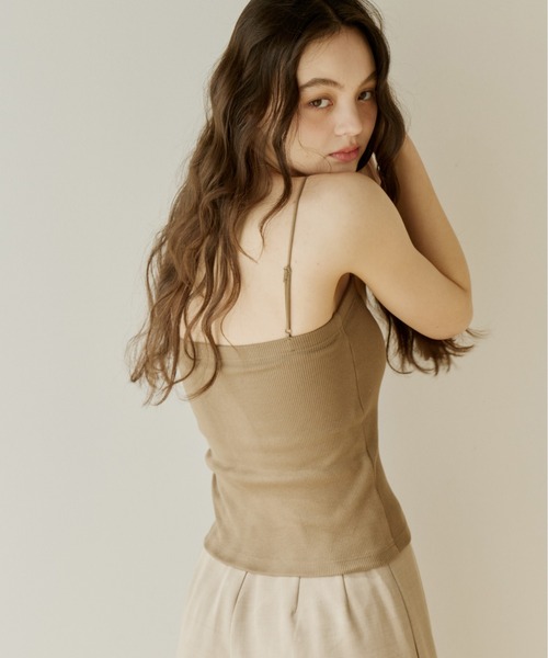 OLUN リブカップキャミソール　ベージュ　アイボリー OLUN キャミソール Rib cup camisole/リブカップキャミソール