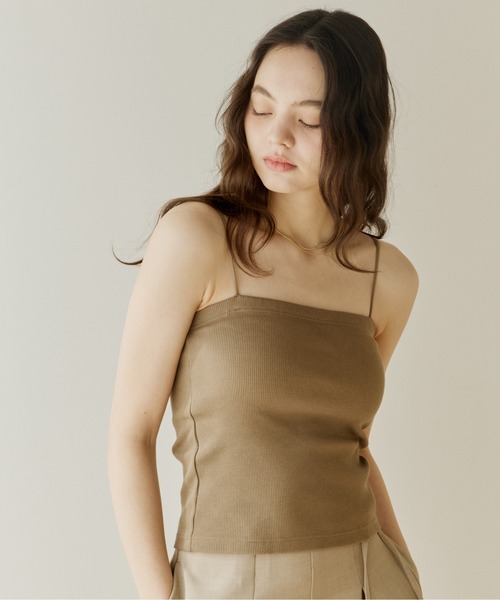 OLUN カップ付き キャミソール Rib cup camisole/リブカップ
