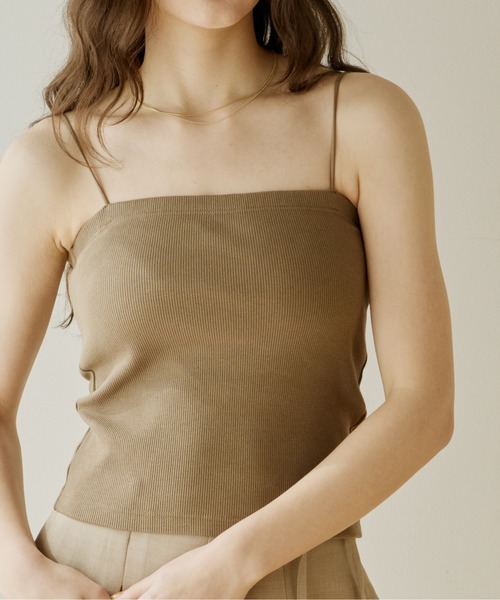 OLUN リブカップキャミソール　ブラウン　アイボリー OLUN キャミソール Rib cup camisole/リブカップキャミソール
