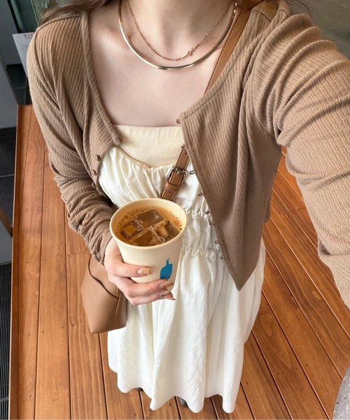 OLUN カップ付き キャミソール Rib cup camisole/リブカップ