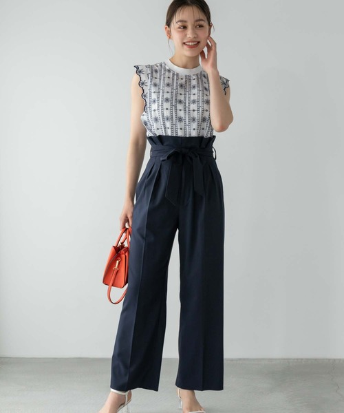 「Edit Sheen」 半袖ブラウス M ネイビー レディース_画像2