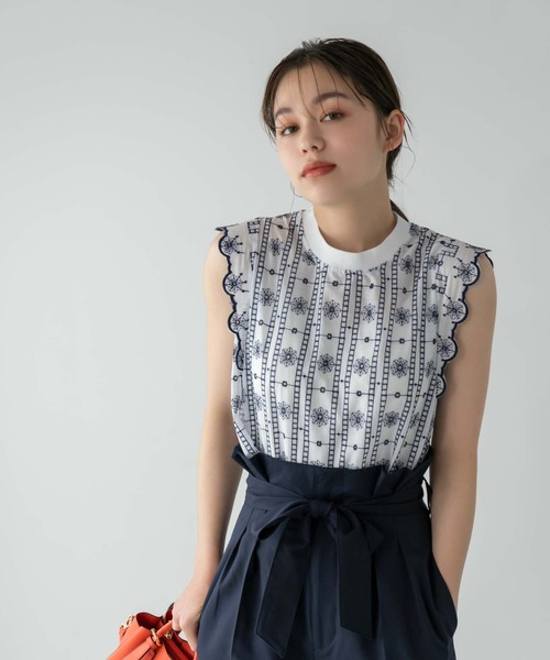 「Edit Sheen」 半袖ブラウス M ネイビー レディース_画像3