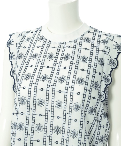 「Edit Sheen」 半袖ブラウス M ネイビー レディース_画像4