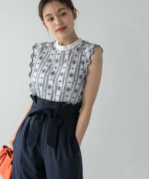 「Edit Sheen」 半袖ブラウス M ネイビー レディース_画像6