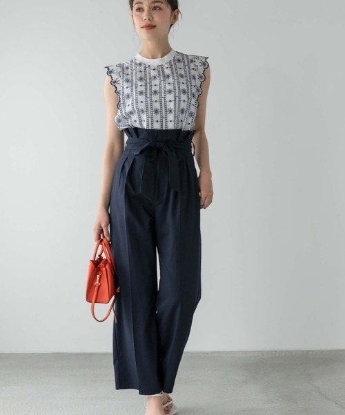 「Edit Sheen」 半袖ブラウス M ネイビー レディース_画像7