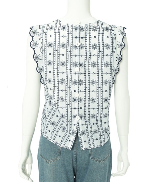 「Edit Sheen」 半袖ブラウス M ネイビー レディース_画像8