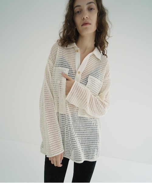 CLANE（クラネ） ブラウス シャツ MESH POCKET OVER SHIRTS レディース 
