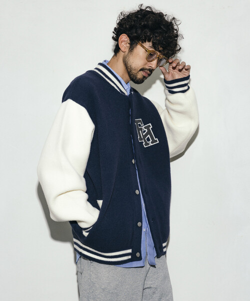 off-white スタジャンメンズXSクリーニング済み Firsthand（ファーストハンド） スタジャン リラックスフィット ロゴ