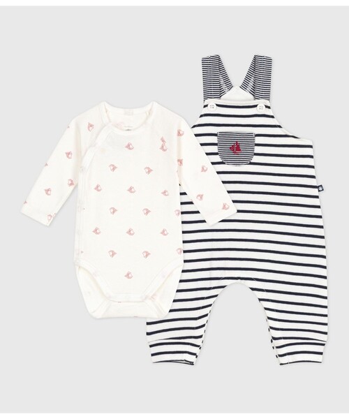 プチバトーロンパースセット PETIT BATEAU（プチバトー） ベビー服 ロンパース ベビー2点セット