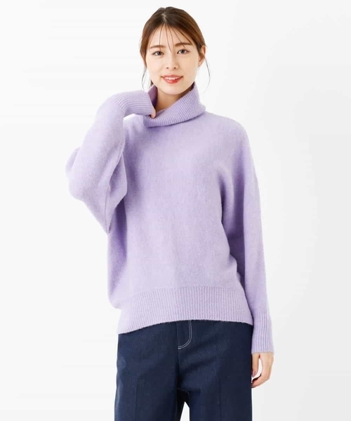 「MK MICHEL KLEIN」 タートルネックニット 38 グリーン レディース_画像2