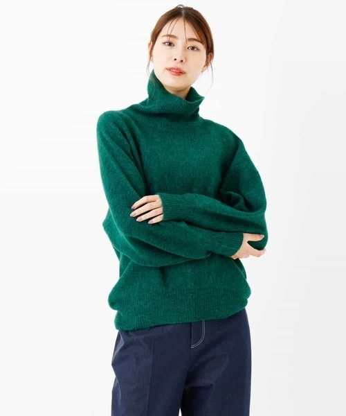 「MK MICHEL KLEIN」 タートルネックニット 38 グリーン レディース_画像8