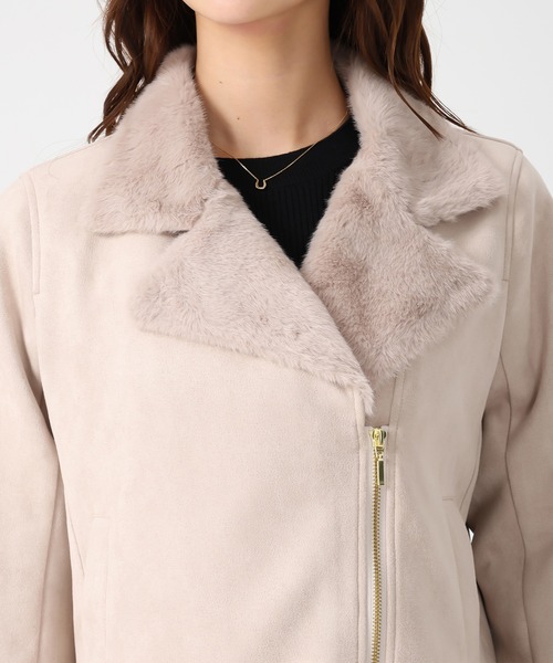 ベージュ レザージャケット ファー付き MISCH MASCH（ミッシュマッシュ） レザージャケット ライダース 2025