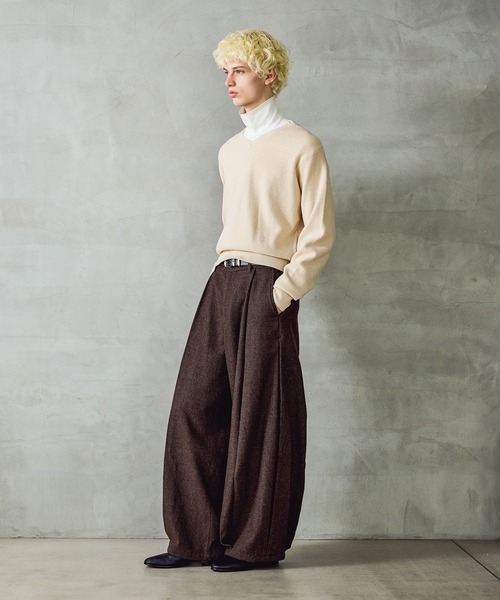 HARE（ハレ） スラックス 「SETUP対応」ツイードワイドテーパード