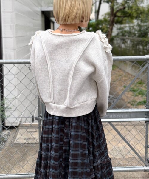 w closet（ダブルクローゼット） パーカー WZIPフリル起毛スウェット