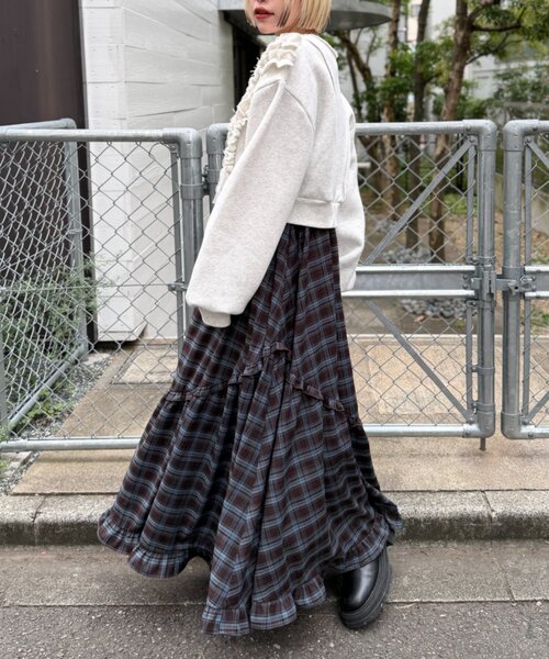 w closet（ダブルクローゼット） パーカー WZIPフリル起毛スウェット