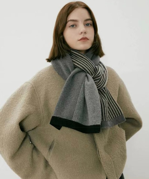 WESTBOY（ウエストボーイ） マフラー ワイドストライプ ニットマフラー