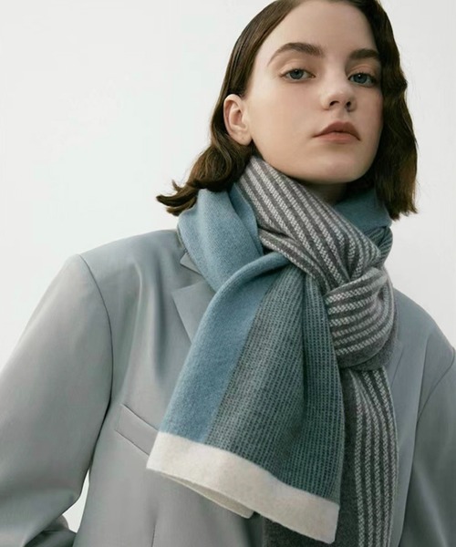 WESTBOY（ウエストボーイ） マフラー ワイドストライプ ニットマフラー