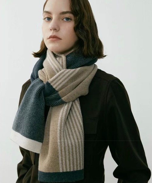 WESTBOY（ウエストボーイ） マフラー ワイドストライプ ニットマフラー