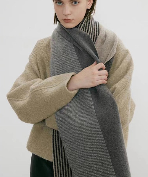 WESTBOY（ウエストボーイ） マフラー ワイドストライプ ニットマフラー