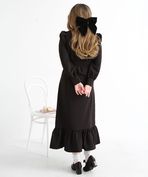 極美品♡miacharme リボンマーメイドワンピース マキシ ニット ブラック DearMyLoveRose（ディアマイラブローズ） ワンピース フリルリボン