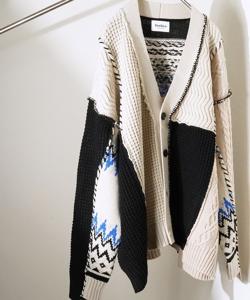 SeeSew カーディガン 「UNISEX」CRAFT KNIT CARDIGAN/クラフトニット 