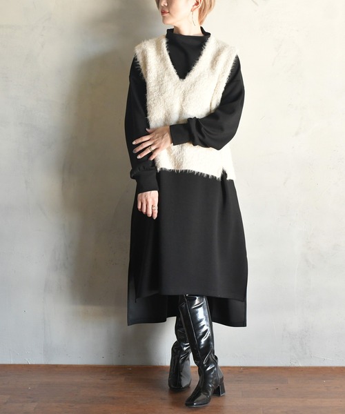 「BITTOKO」 長袖ワンピース FREE ブラック レディース_画像6