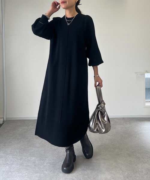 「un dix cors」 ニットワンピース FREE ブラック レディース_画像2