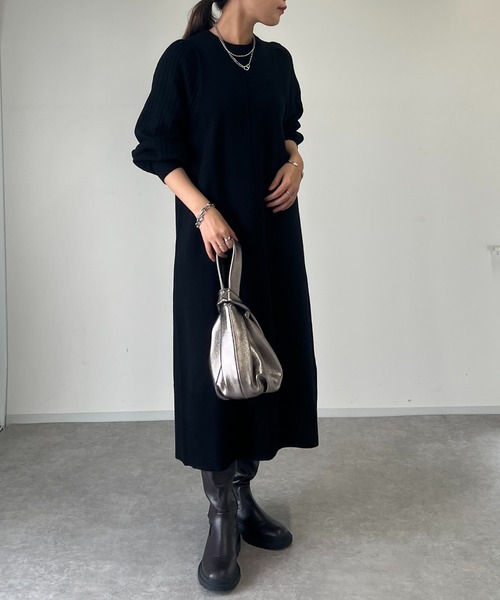 「un dix cors」 ニットワンピース FREE ブラック レディース_画像4