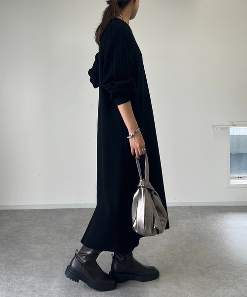 「un dix cors」 ニットワンピース FREE ブラック レディース_画像5