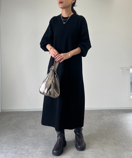 「un dix cors」 ニットワンピース FREE ブラック レディース_画像7