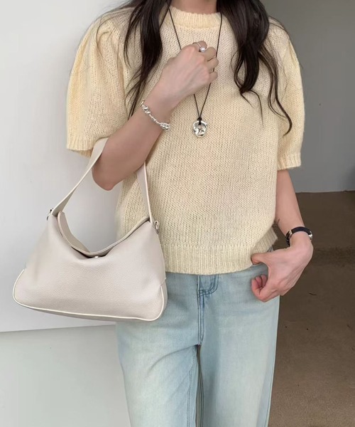 ブラウン 合成皮革 ハンドバッグ NuNuNa ハンドバッグ 「NuNuNa」2WAY 合成皮革フラップショルダー