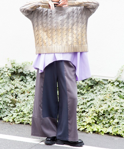 OSMOSIS（オズモーシス） パンツ ストライプ切替パンツ レディース