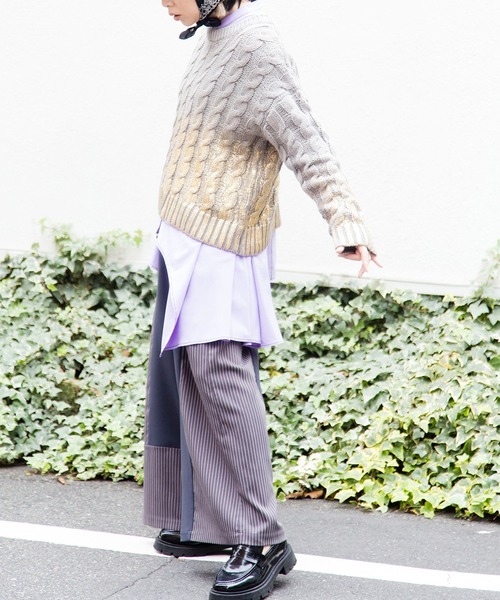 OSMOSIS（オズモーシス） パンツ ストライプ切替パンツ レディース