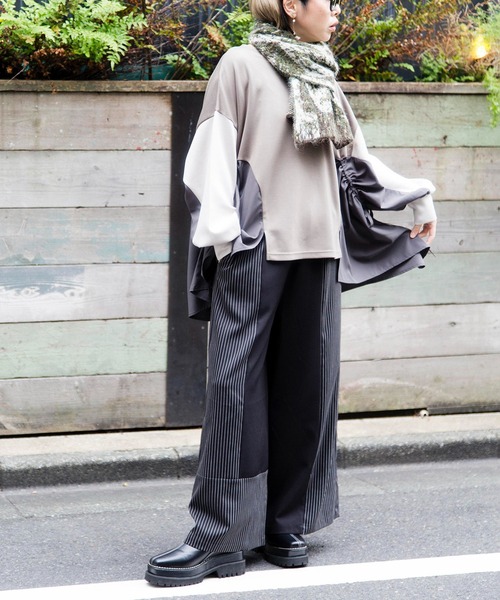 OSMOSIS（オズモーシス） パンツ ストライプ切替パンツ レディース