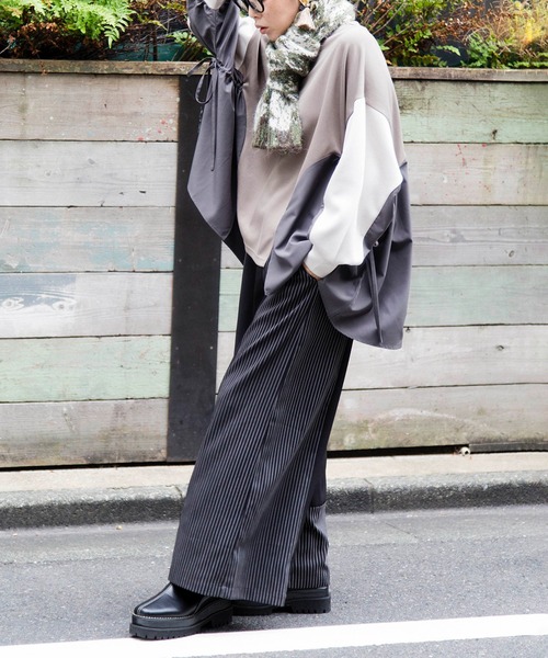 OSMOSIS（オズモーシス） パンツ ストライプ切替パンツ レディース