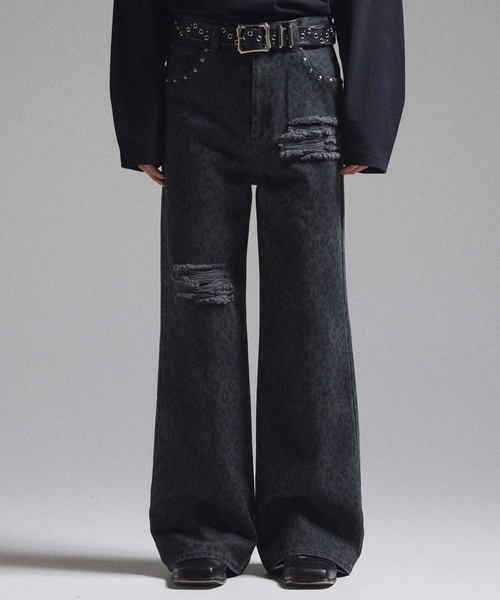 GRANCY パンツ 「GRANCY」Leopard Damage Flare Pants / レオパード