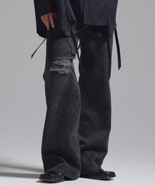 GRANCY パンツ 「GRANCY」Leopard Damage Flare Pants / レオパード