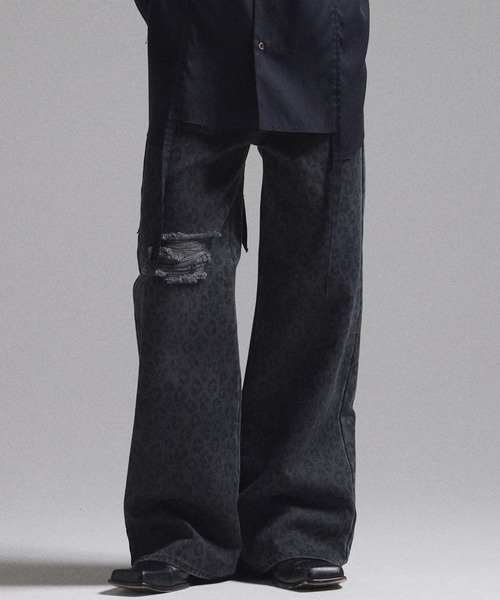 GRANCY パンツ 「GRANCY」Leopard Damage Flare Pants / レオパード