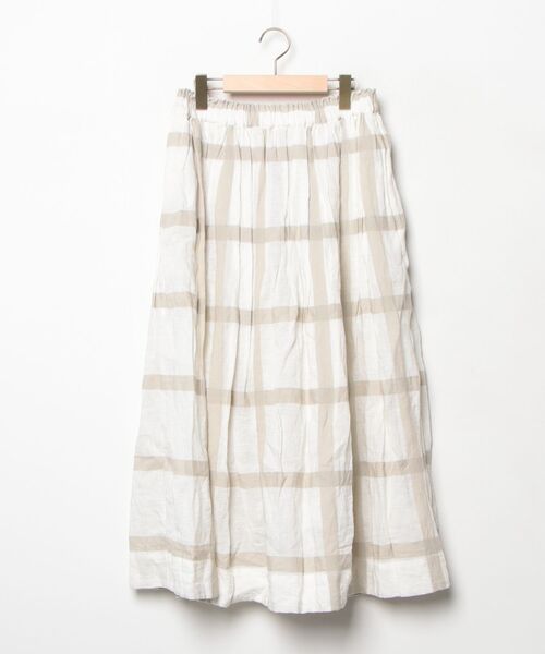 ICHI Antiquites チェック柄フレアスカート - ホワイト レディース